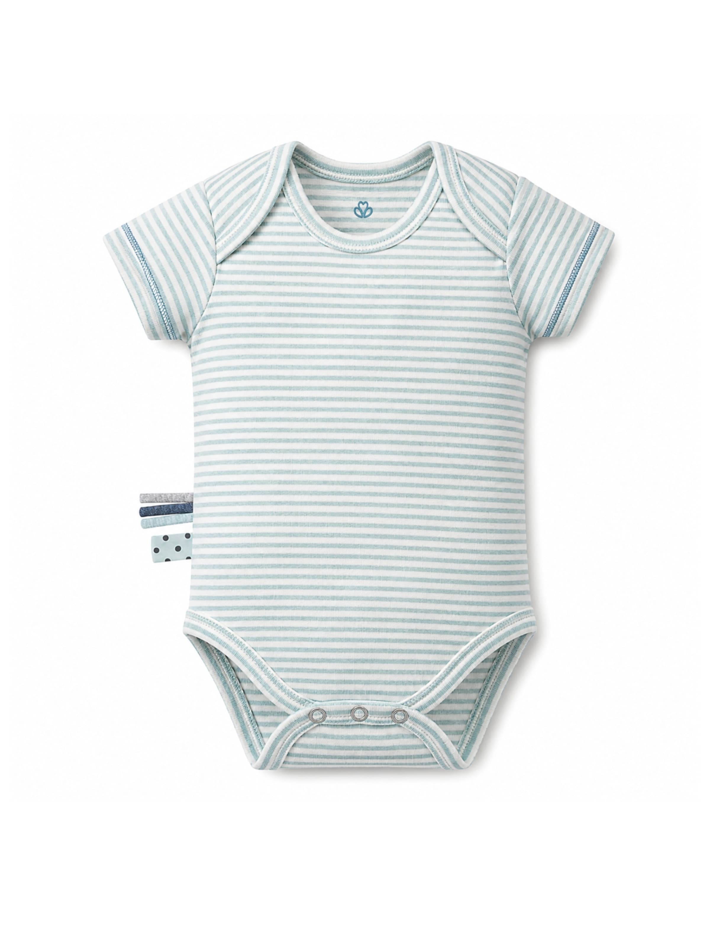 OrganicEra Romper/Bodysuit 'OrganicEra Organic Baby S/S Bodysuit Striped' in Blue: front