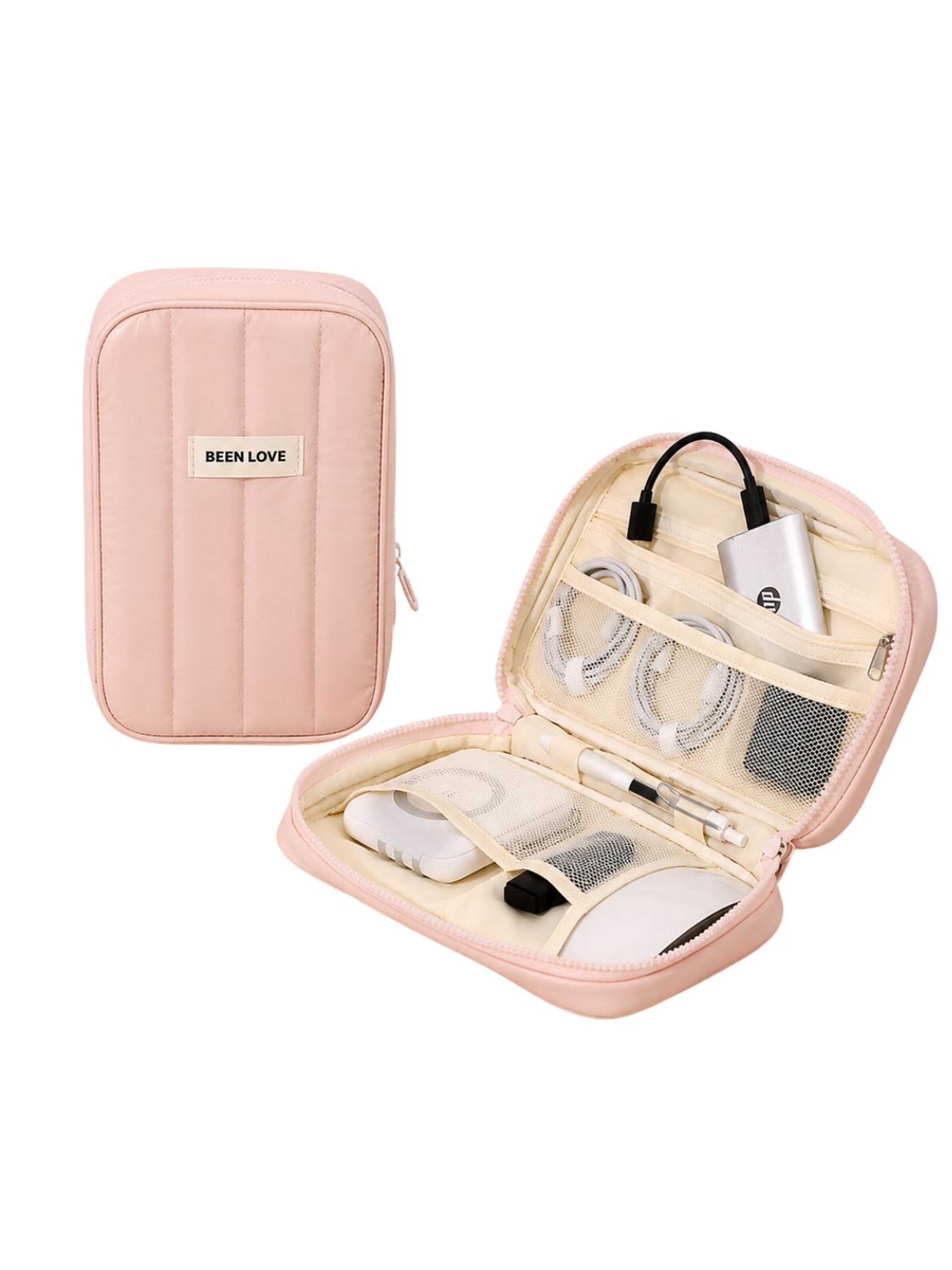 MEVYRA Reisetasche 'Gepolsterter Kabel Organizer (Kabeltasche) – Wasserdichte Reisetasche für Technik, 19x24.5x9cm'‌‌‌ in Pink: Vorderseite