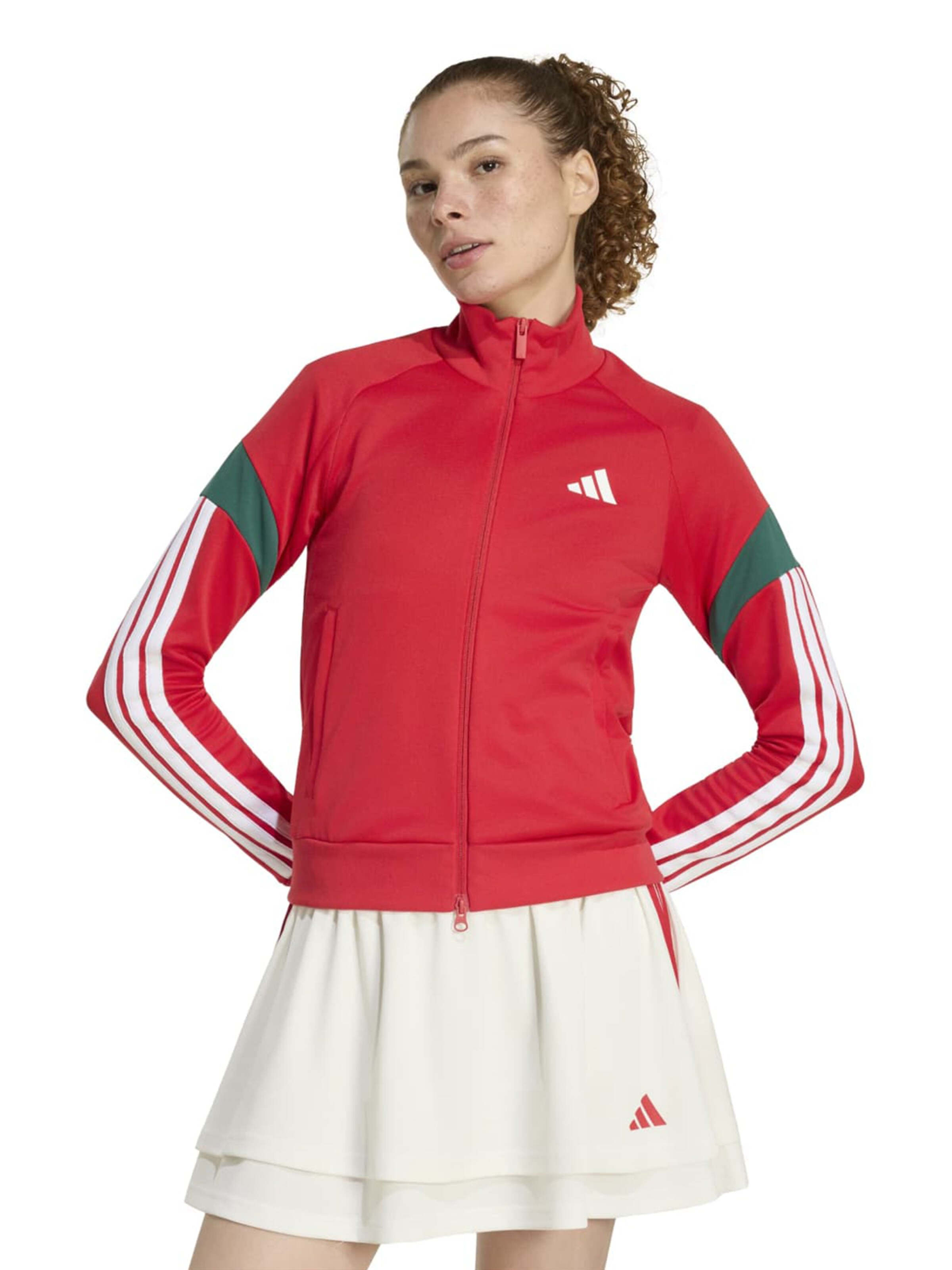 Bluză cu fermoar sport 'HER' de la ADIDAS SPORTSWEAR pe roșu: față