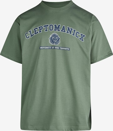 Cleptomanicx T-Shirt 'Classic Tee Uni Hands' in Grün: Vorderseite