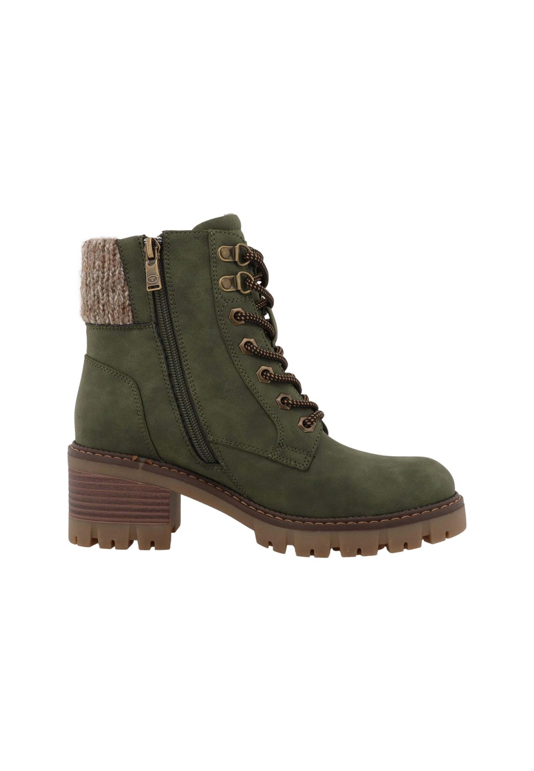 TOM TAILOR Lace-Up Ankle Boots in Green