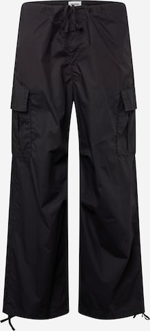 Wide leg Pantaloni cu buzunare de la WEEKDAY pe negru: față