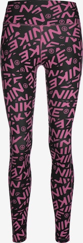 NIKE Skinny Workout Pants in Pink: front