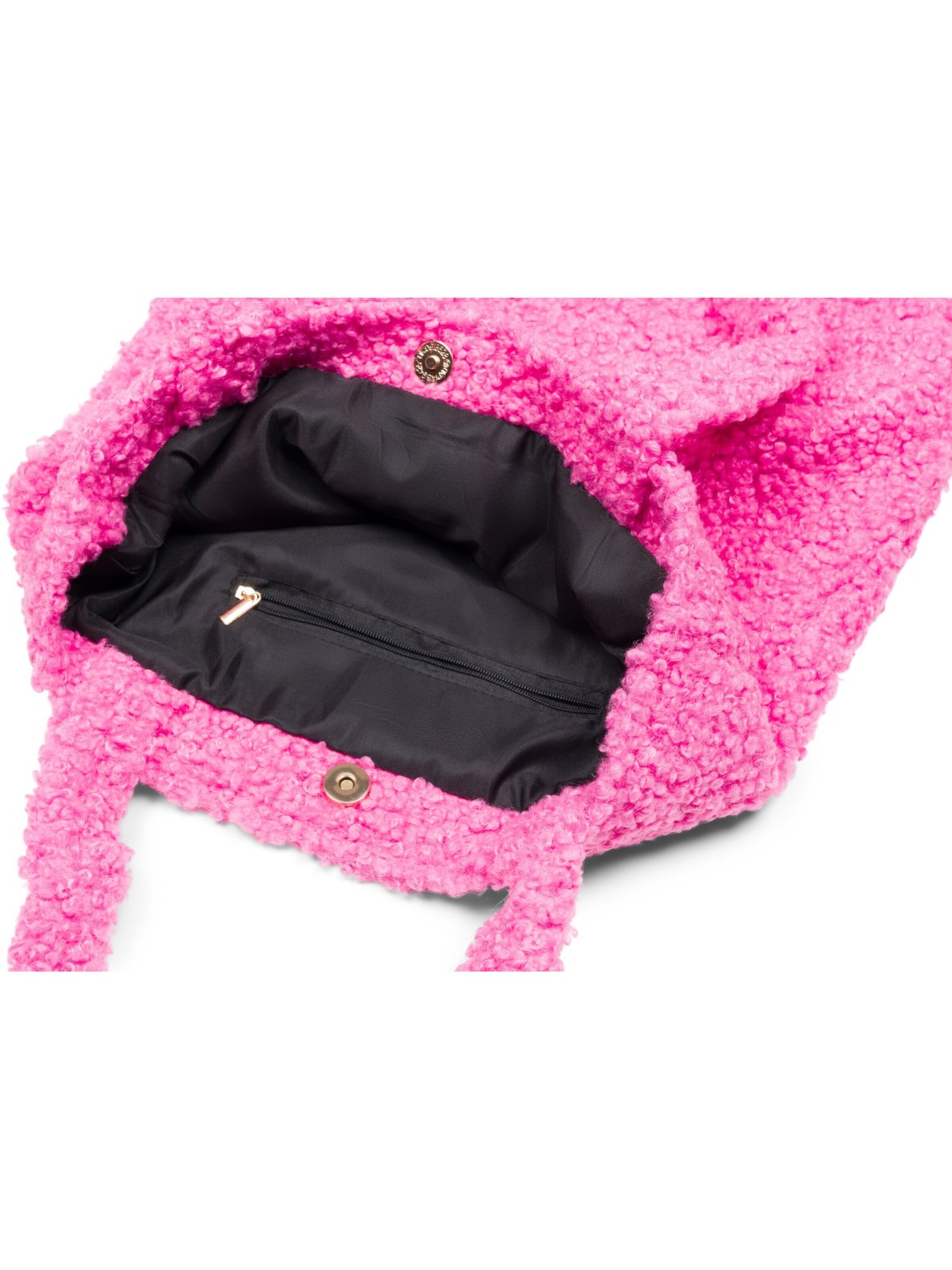 styleBREAKER Schultertasche 'Teddyfell Beuteltasche'‌‌ in Pink