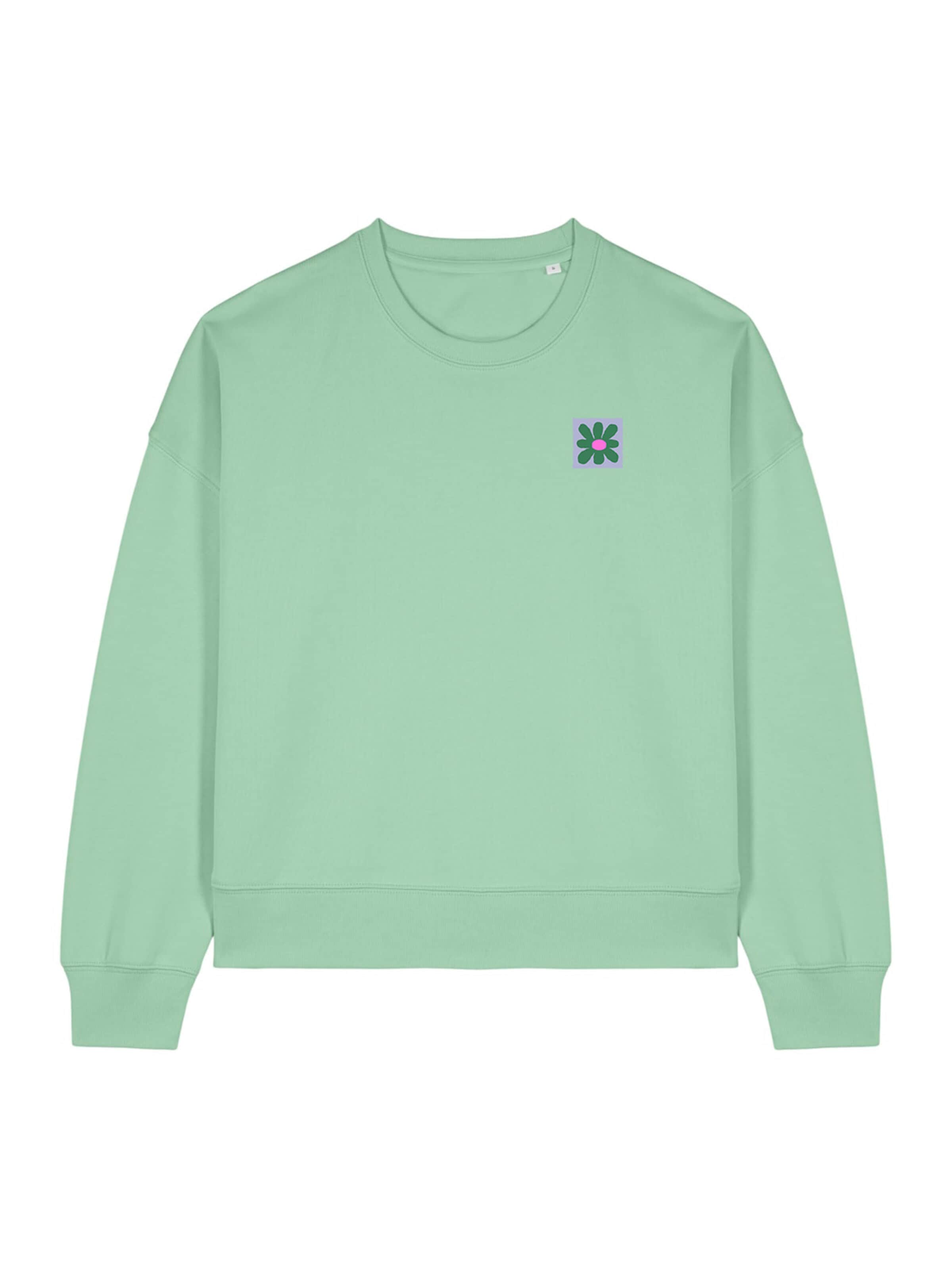 Kultgut Sweater 'Little Flower' in Green: front
