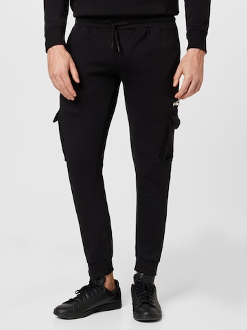 BURTON MENSWEAR LONDON Tapered Cargobyxa i svart: framsida