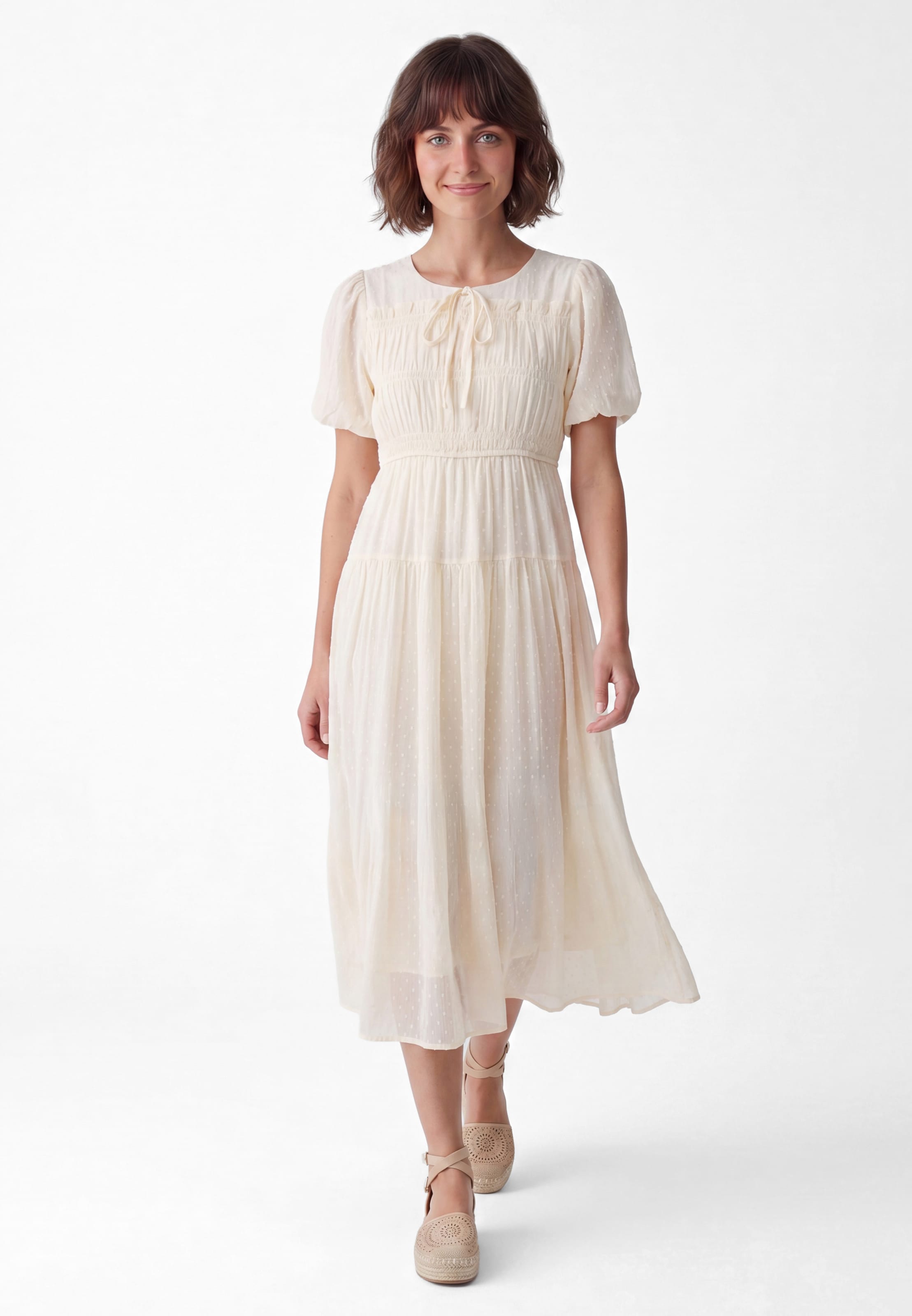 Robe Usha en beige : devant