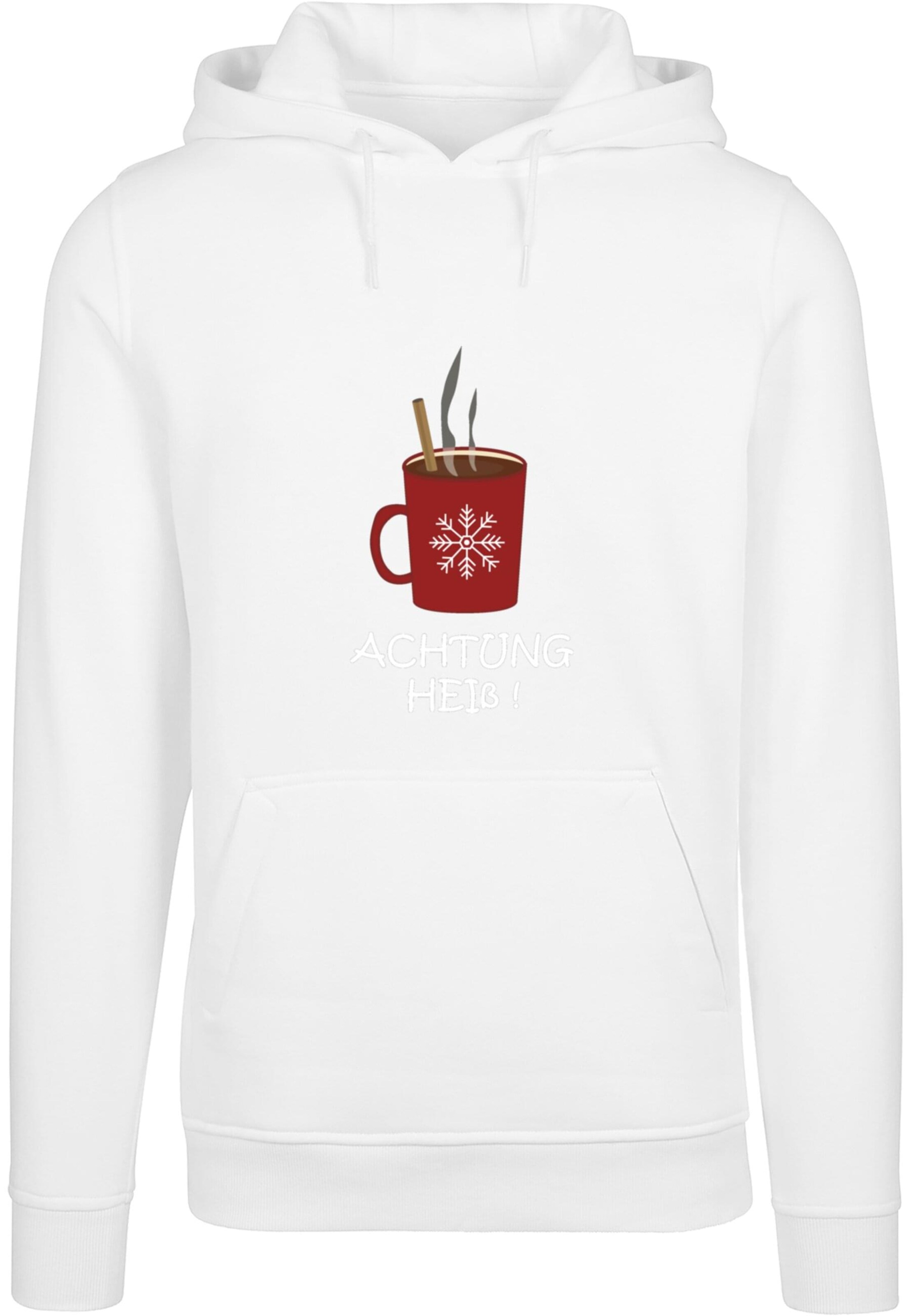 Sweat-shirt 'Achtung heiss' Merchcode en blanc : devant