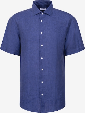 SEIDENSTICKER Zakelijk overhemd 'Smart Linen' in Blauw: voorkant