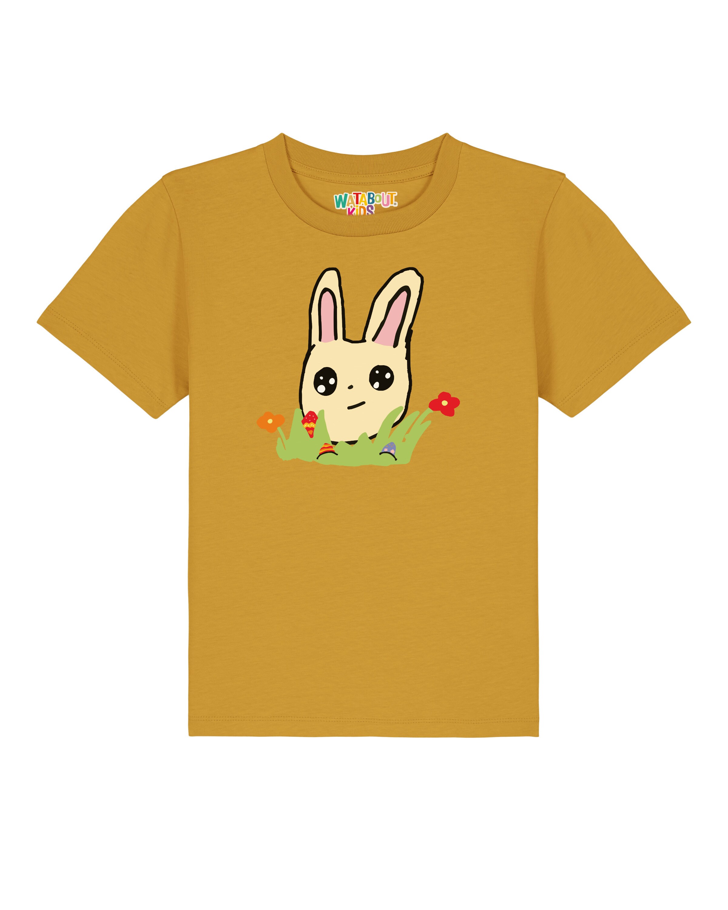 T-Shirt 'Osterhase Mit Blumen' watabout.kids en jaune : devant
