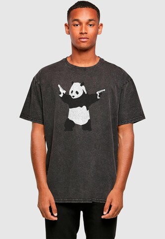 Maglietta 'Brandalised - Panda Guns' di Merchcode in nero: frontale
