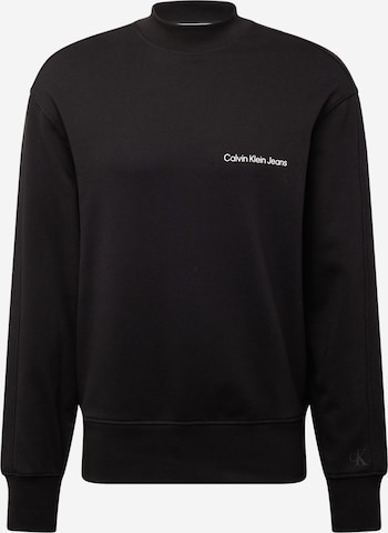 Bluză de molton 'INSTITUTIONAL' de la Calvin Klein Jeans pe negru: față