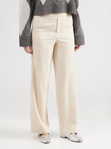 VILA Wide leg Pleat-Front Pants 'VIVARONE' in Beige: front