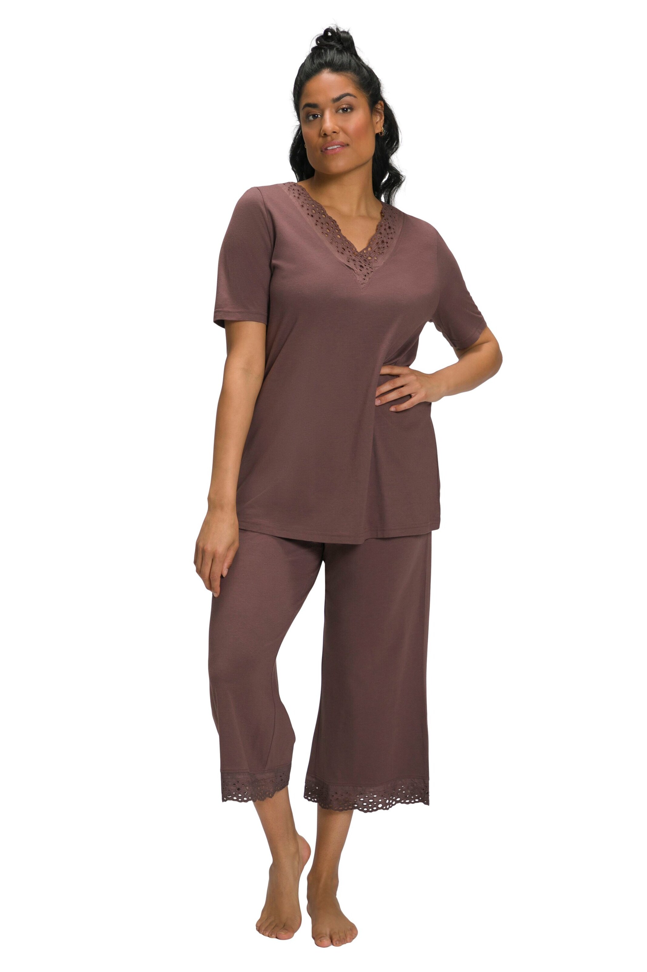 Ulla Popken Pajama in Brown: front