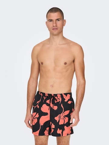 Shorts de bain Only & Sons en noir : devant