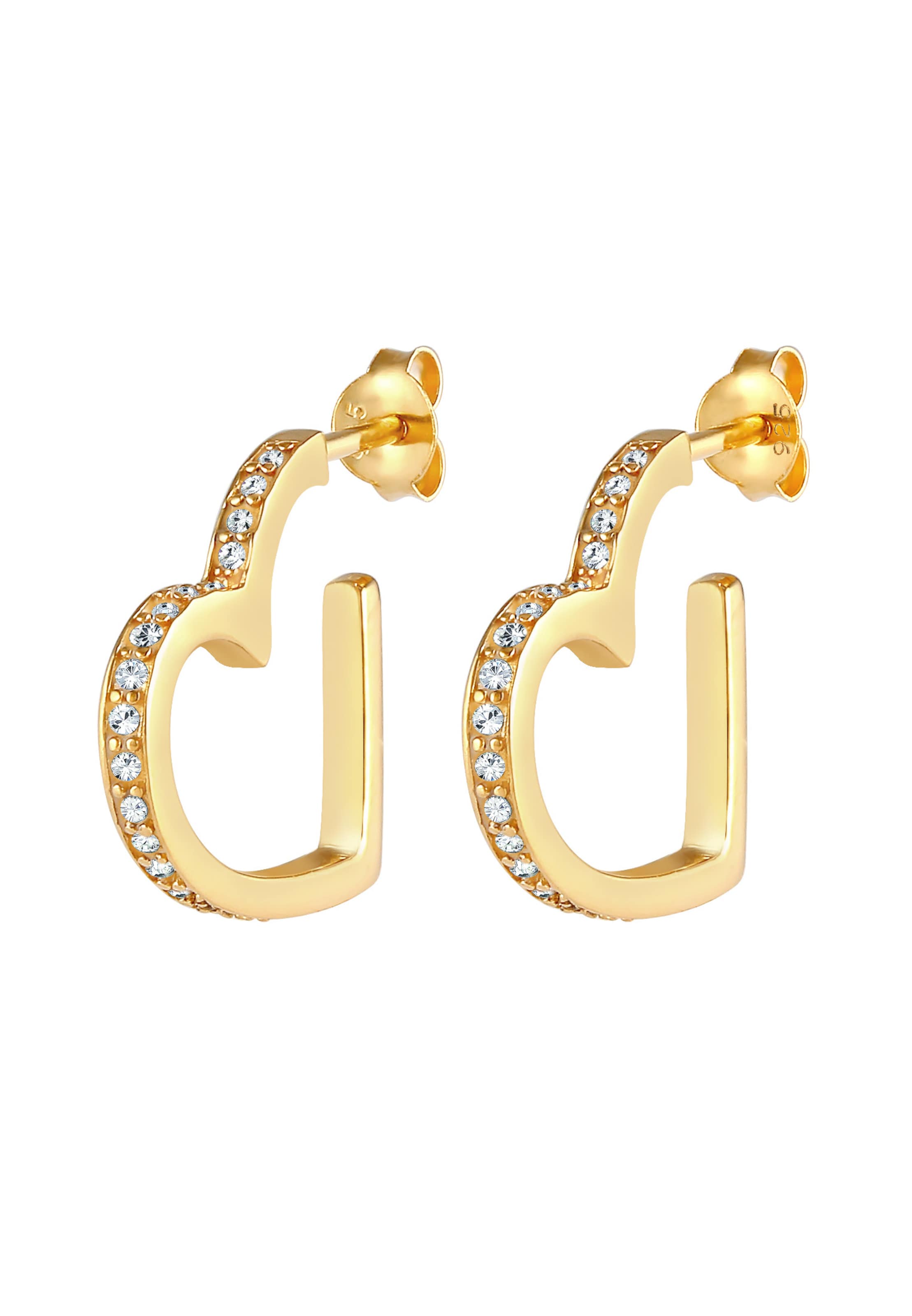 ELLI PREMIUM Ohrringe 'Heart' in Gold: Vorderseite