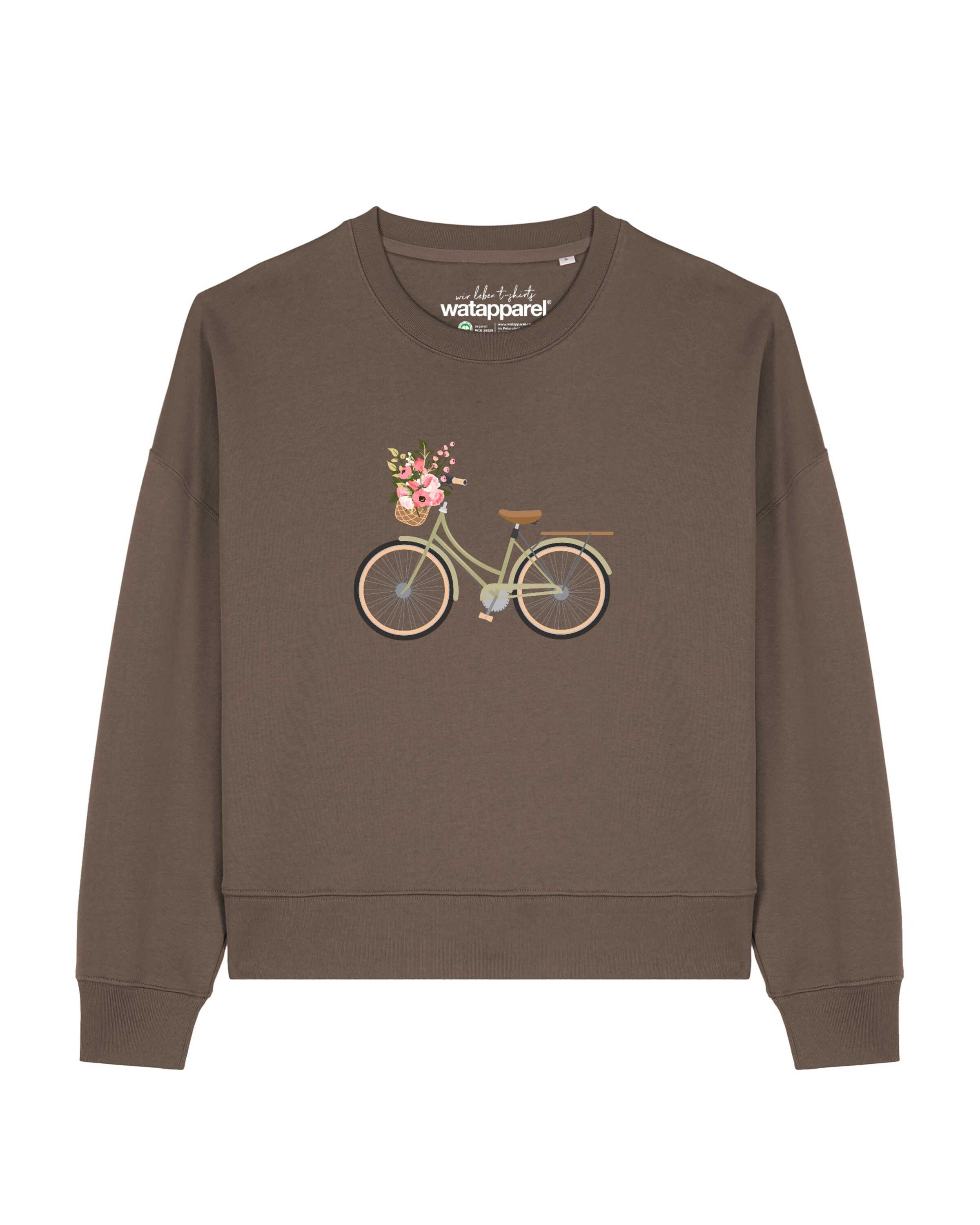 Watapparel Sweatshirt 'Damenfahrrad ' in Bruin: voorkant