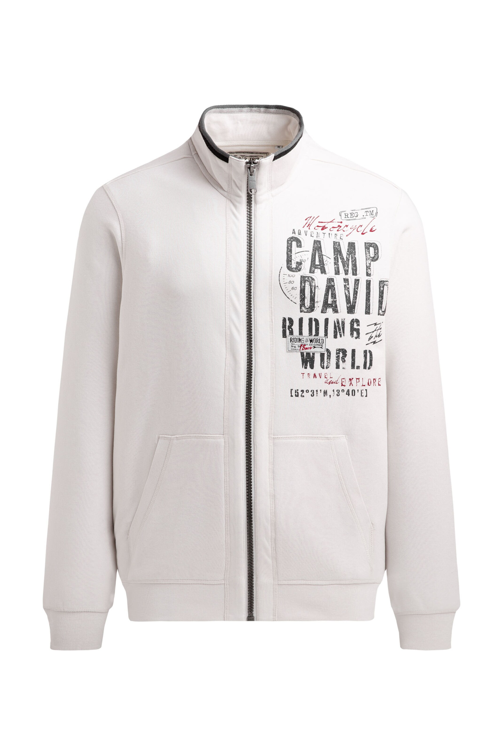 CAMP DAVID Zip-Up Hoodie in Grey: front