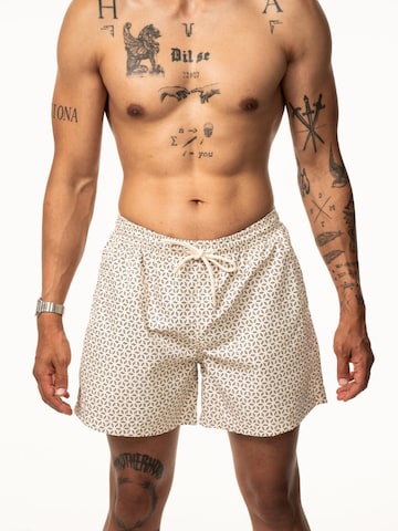 saved lab Swimming shorts 'SL-205 Swimshort Monogramm Ecru' in Beige: front