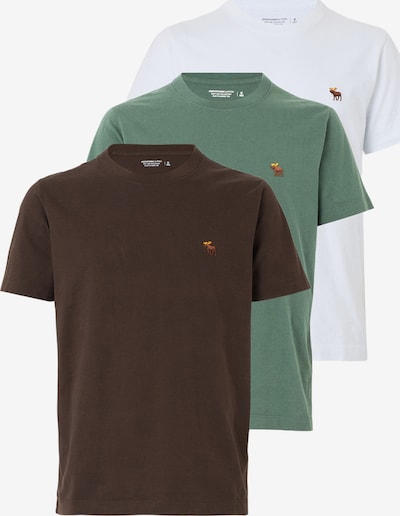 Marškinėliai iš Abercrombie & Fitch, spalva – ruda / tamsiai žalia / balta, Prekių apžvalga