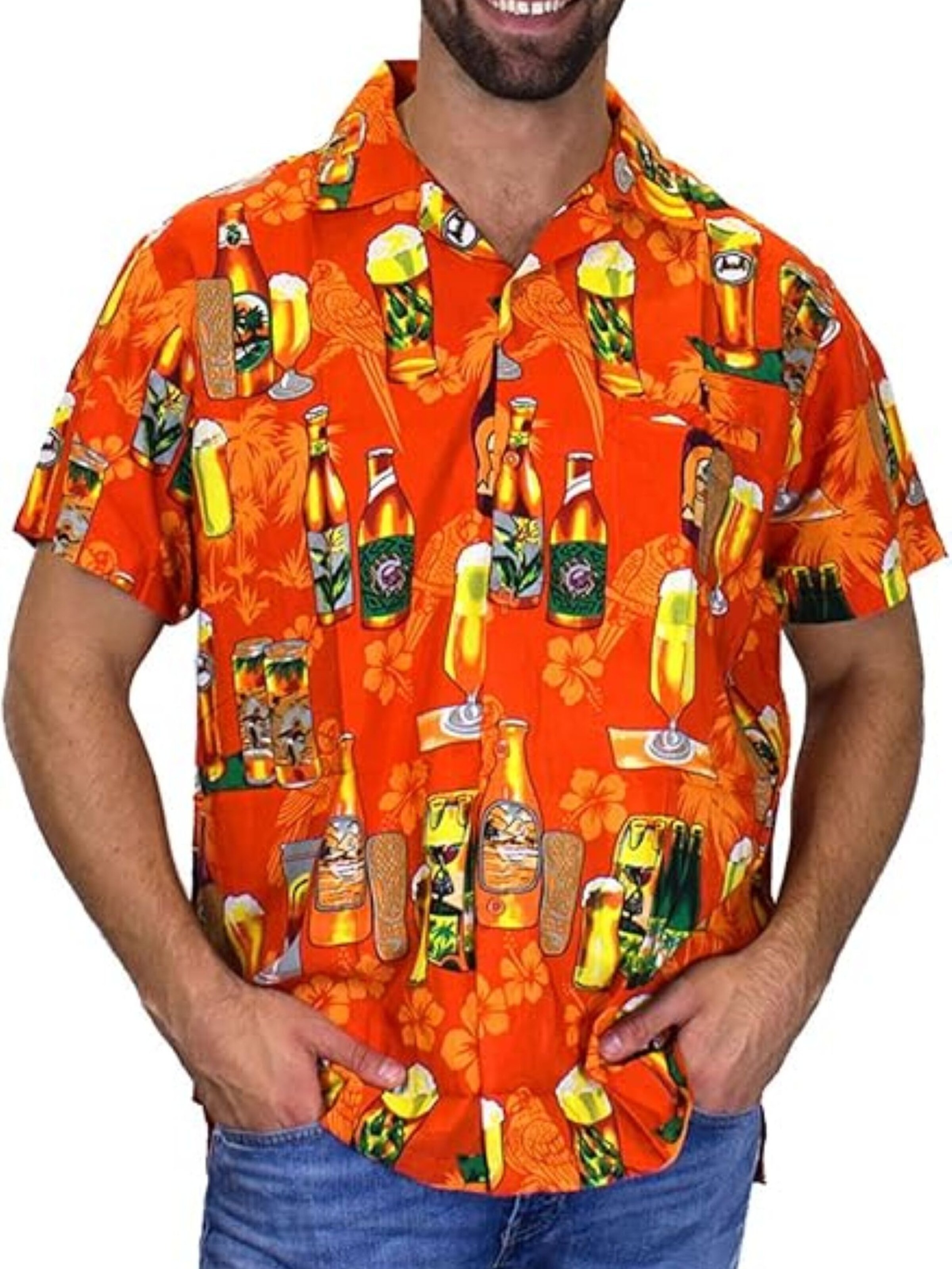 King Kameha Shirt 'Beerbottle' in Orange: front