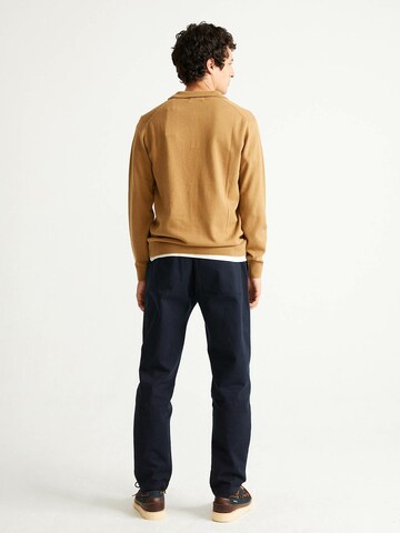 Thinking MU Sweater 'Vincent Knitted Polo' in Beige