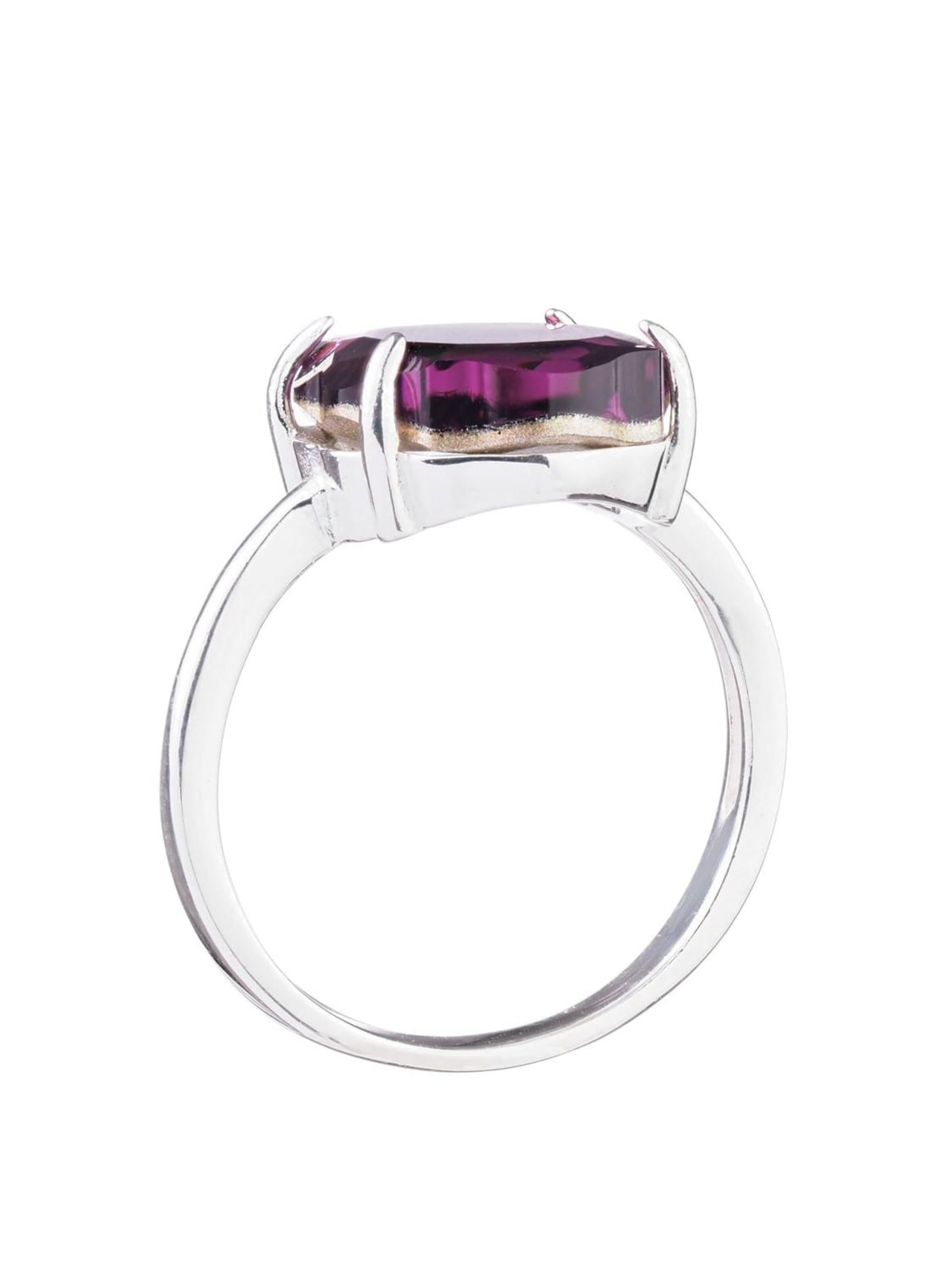 THE GEM STORIES JEWELRY - Anillo 'Amethyst Baroque Ring – Rhodium' en lila