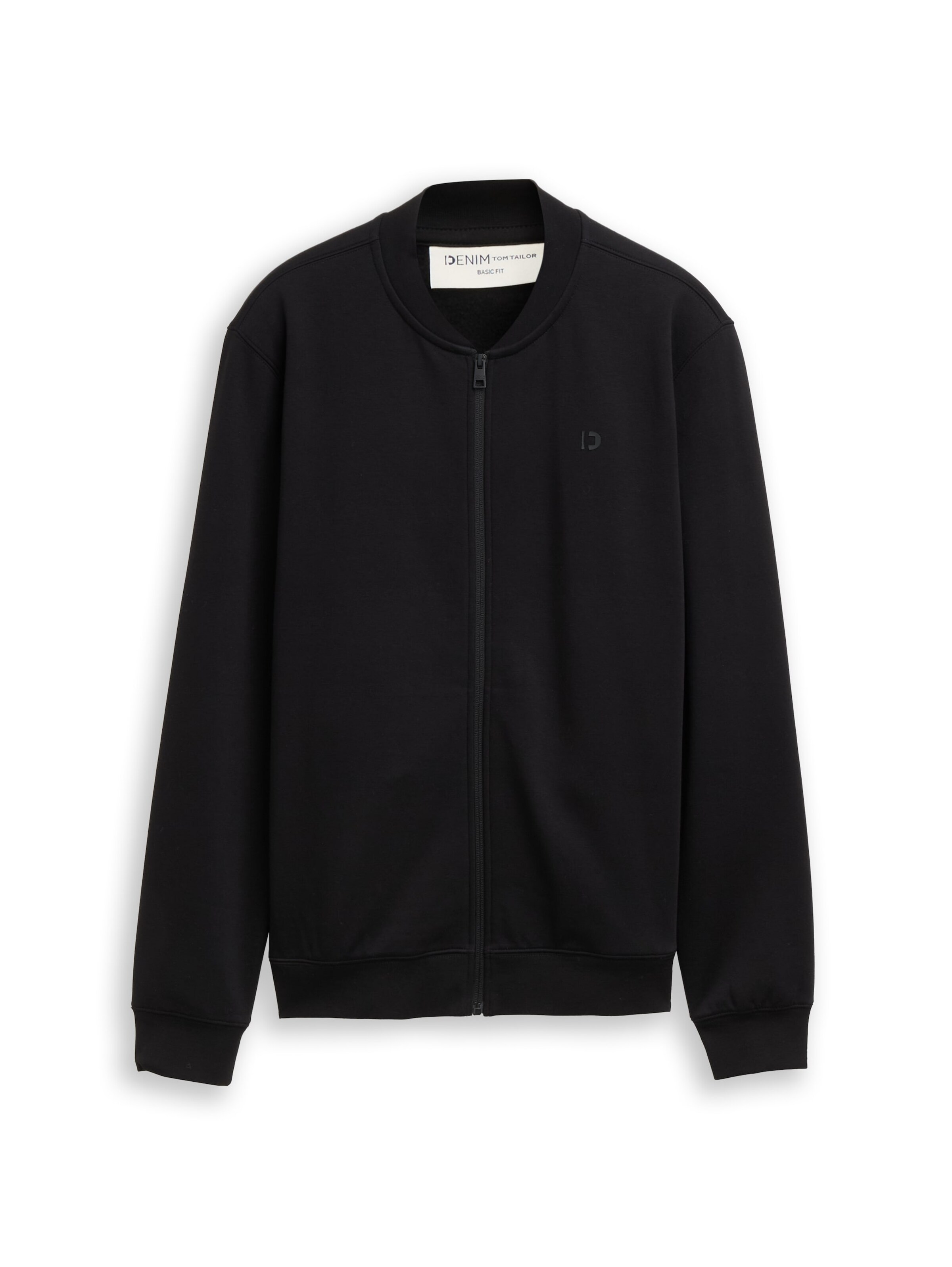 TOM TAILOR DENIM Sweatjacke in Schwarz: Vorderseite