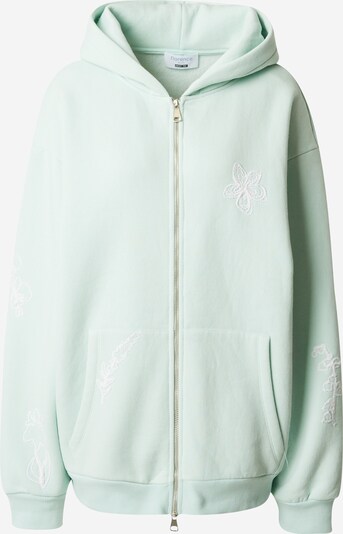 florence by mills exclusive for ABOUT YOU Sudadera con cremallera 'Merrit' en verde claro / blanco, Vista del producto