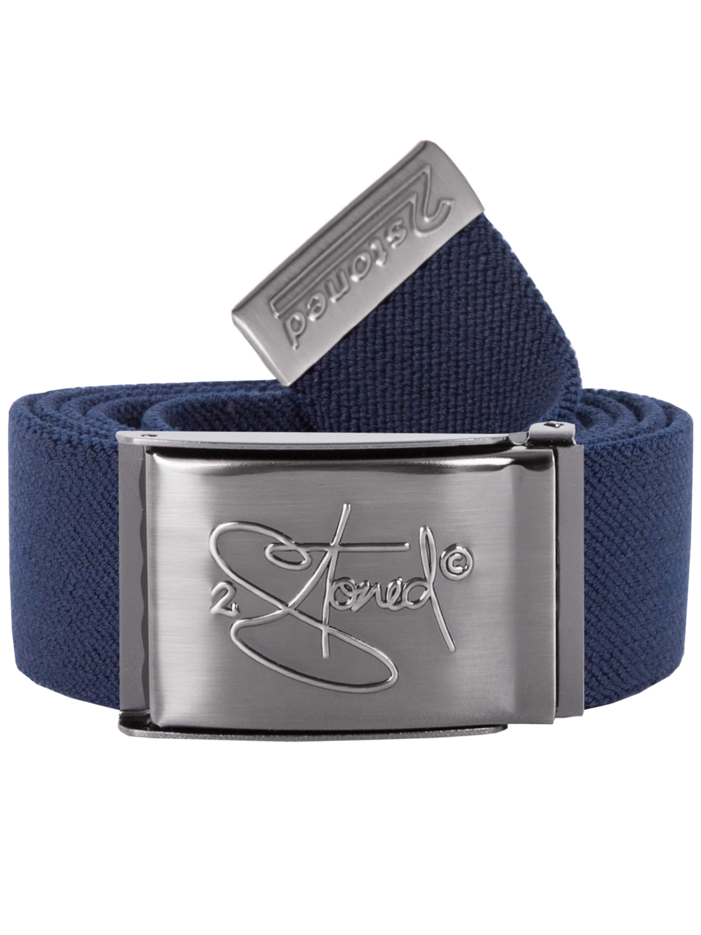 2Stoned Belt 'Stretch Classic Matt Embossed' in Blue: front