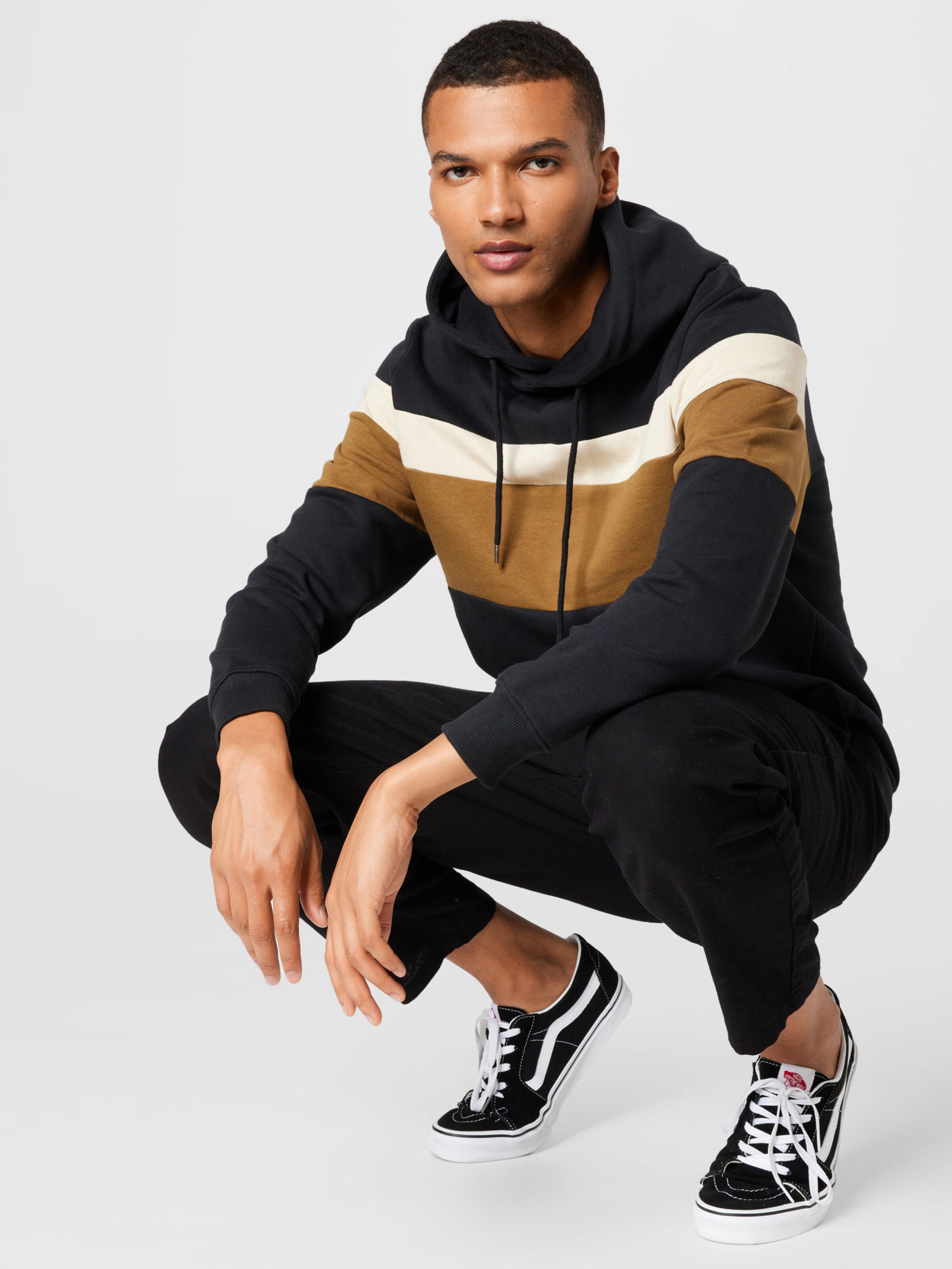 Männer Sweat Solid Sweatshirt 'Johan' in Schwarz - SQ16855 Männer Sweat Solid Sweatshirt 'Johan' in Schwarz - SQ16855