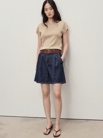 MANGO Loose fit Pleat-front jeans 'MARINA' in Blue