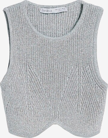 Bershka Knitted Top in Silver: front