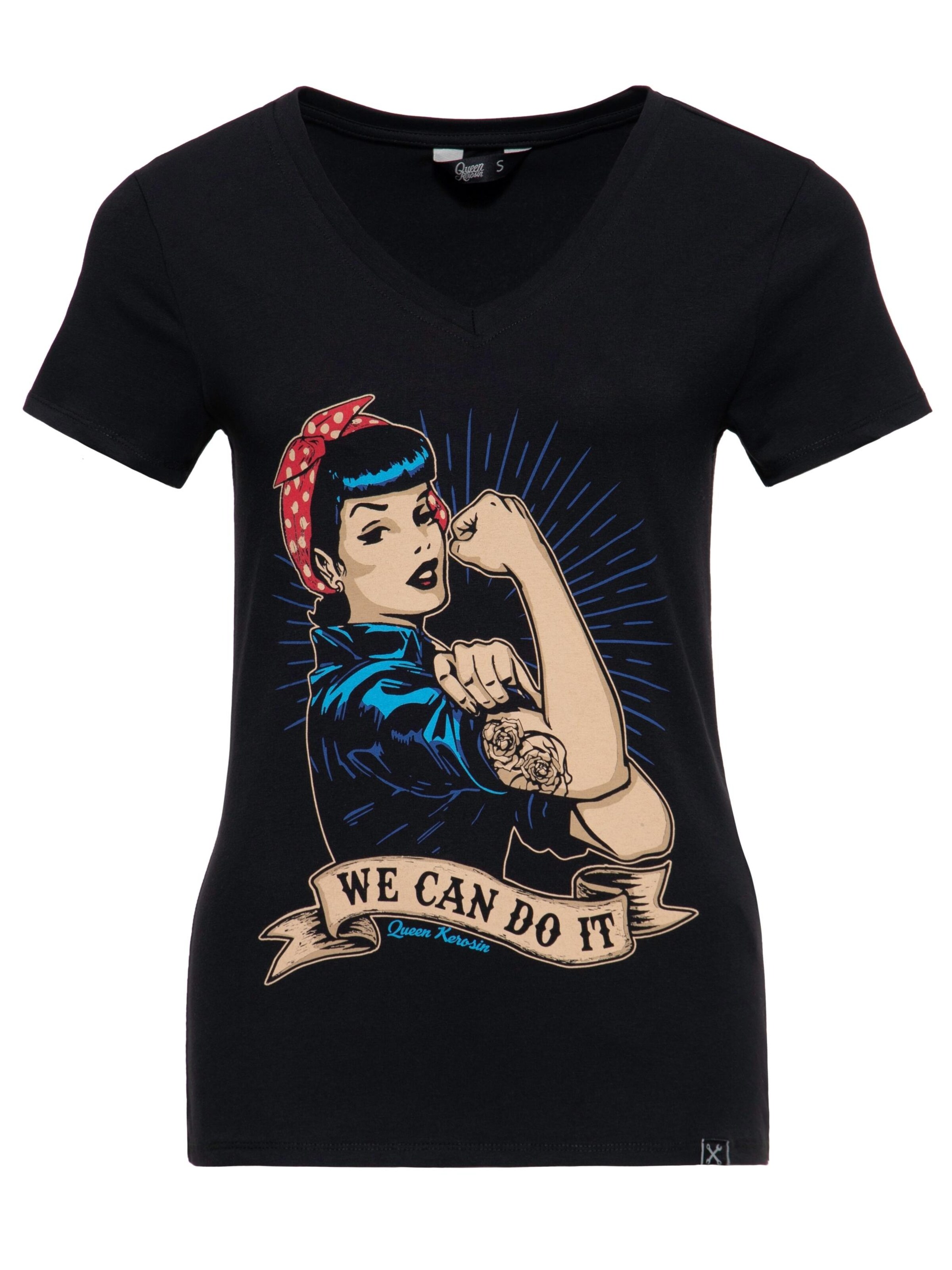 Queen Kerosin Shirt 'We can do it'‌ in Schwarz: Vorderseite