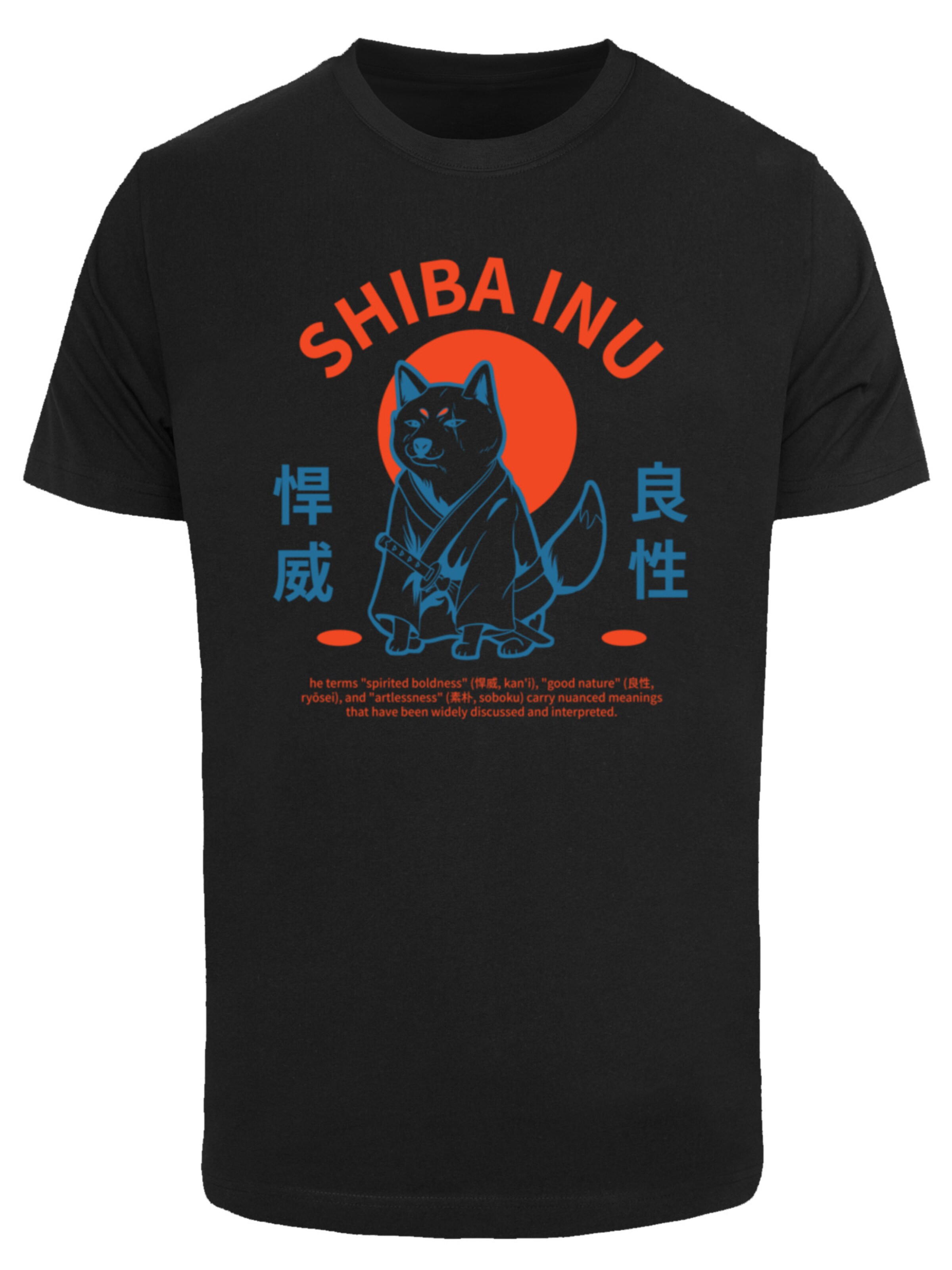F4NT4STIC Shirt 'Japanischer Shiba Inu Hund' in Zwart: voorkant