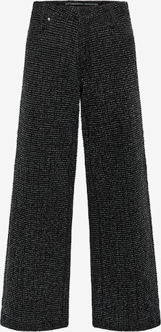 juoda My Essential Wardrobe Plačios klešnės Džinsai 'Amber': priekis