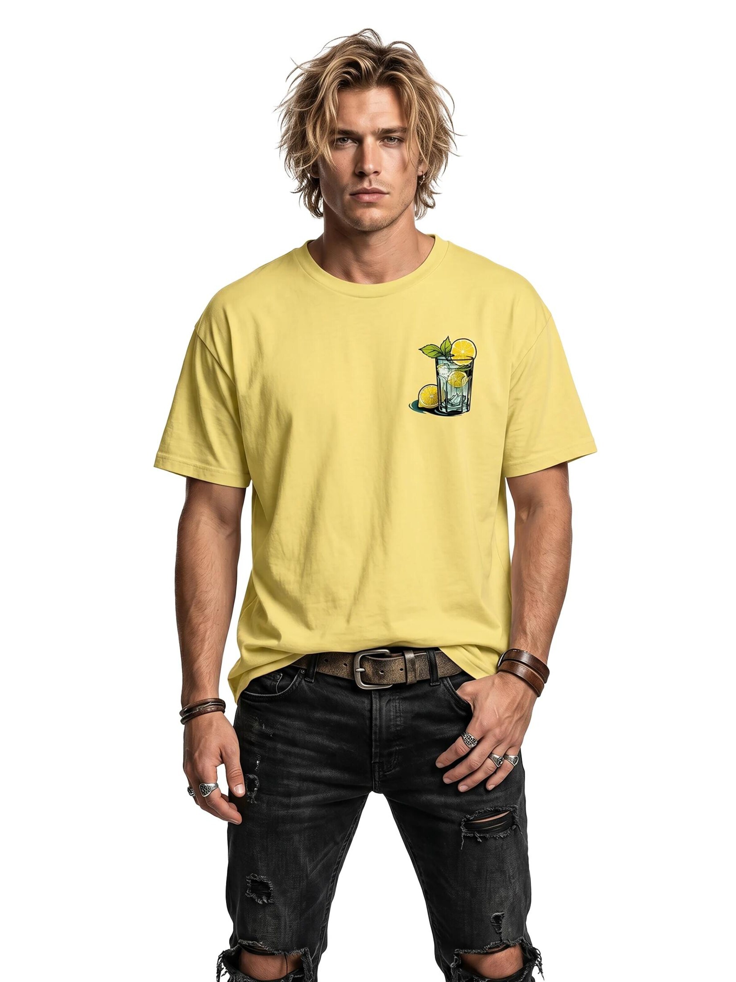 MAKAYA Shirt 'Gin Tonic' in Yellow