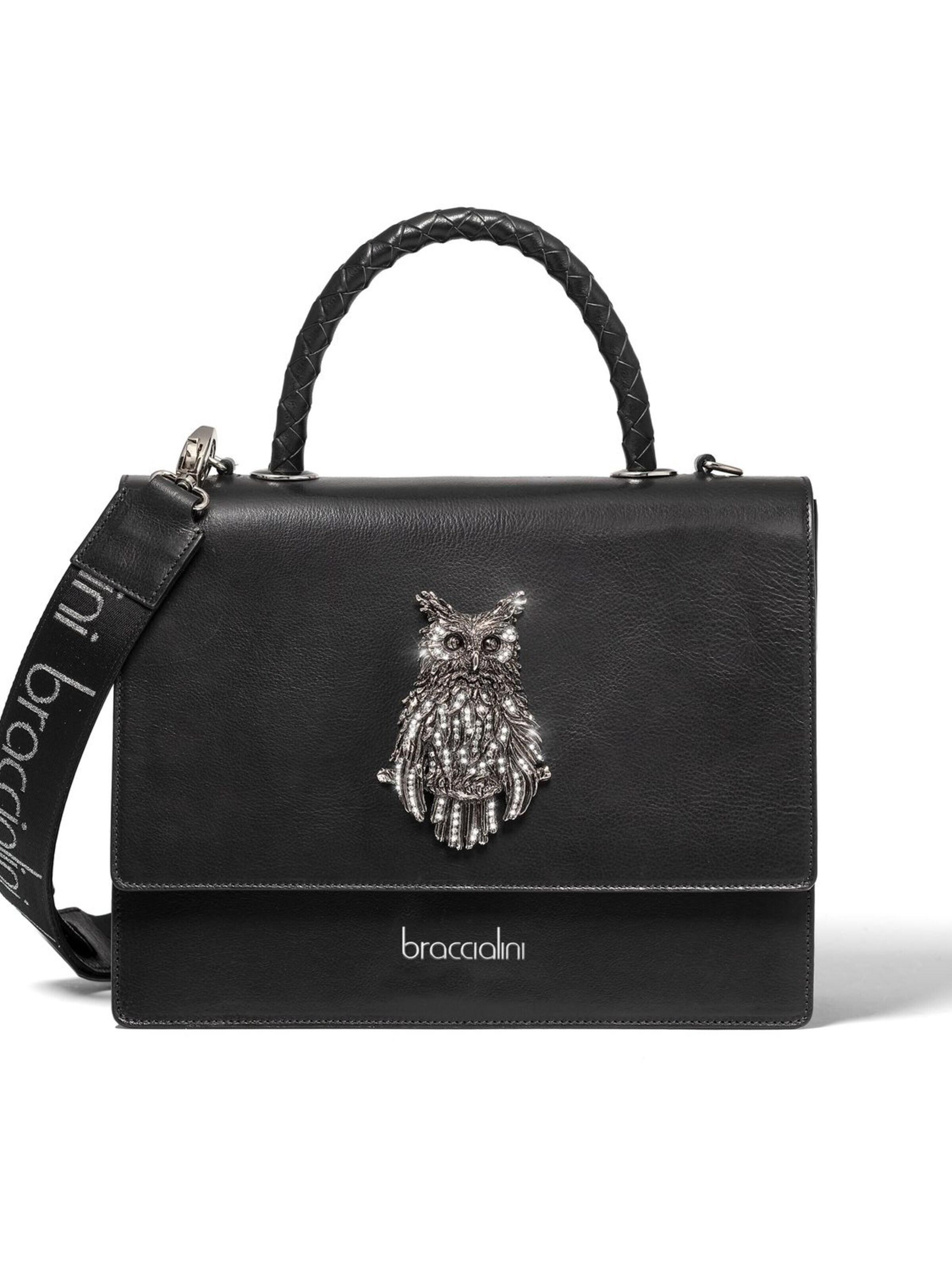 Borsa a mano 'Audrey Gufo' di Braccialini in nero: frontale