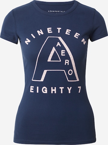 AÉROPOSTALE - Camisa 'NINETEEN EIGHTY 7' em azul: frente