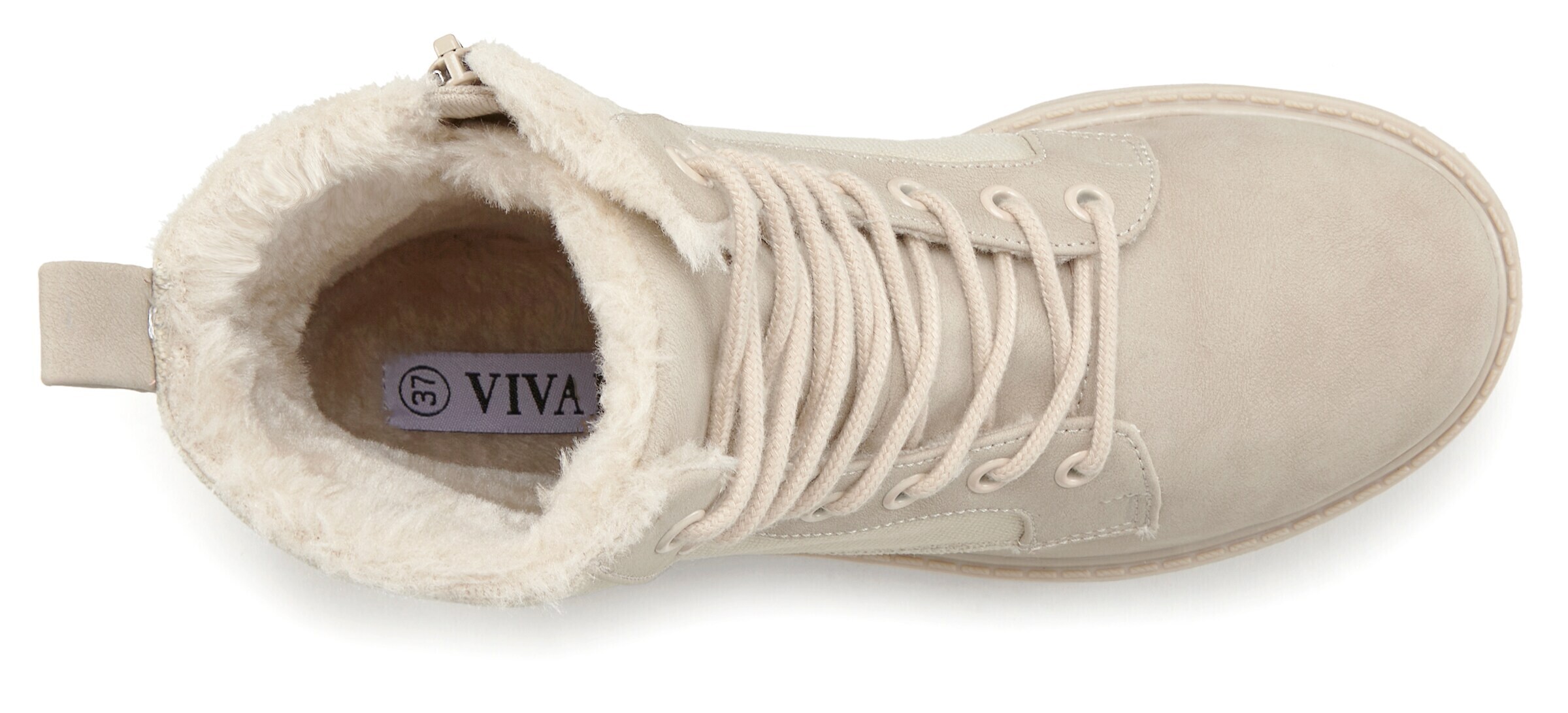 VIVANCE Lace-Up Ankle Boots in Beige