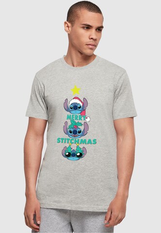 ABSOLUTE CULT Shirt 'Lilo And Stitch - Merry Stitchmas' in Grijs: voorkant