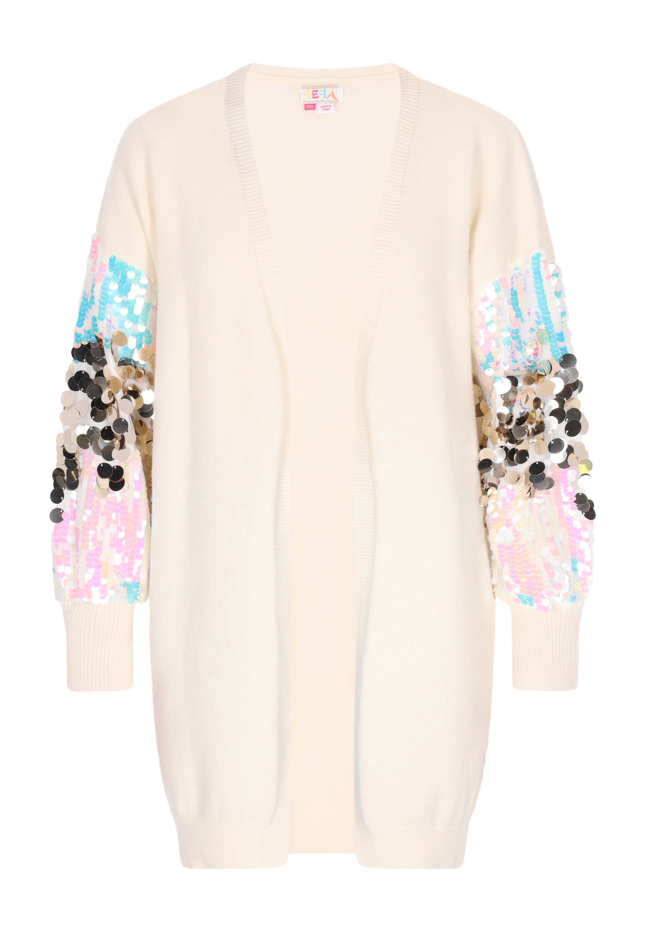 Geacă tricotată de la IZIA pe alb: față