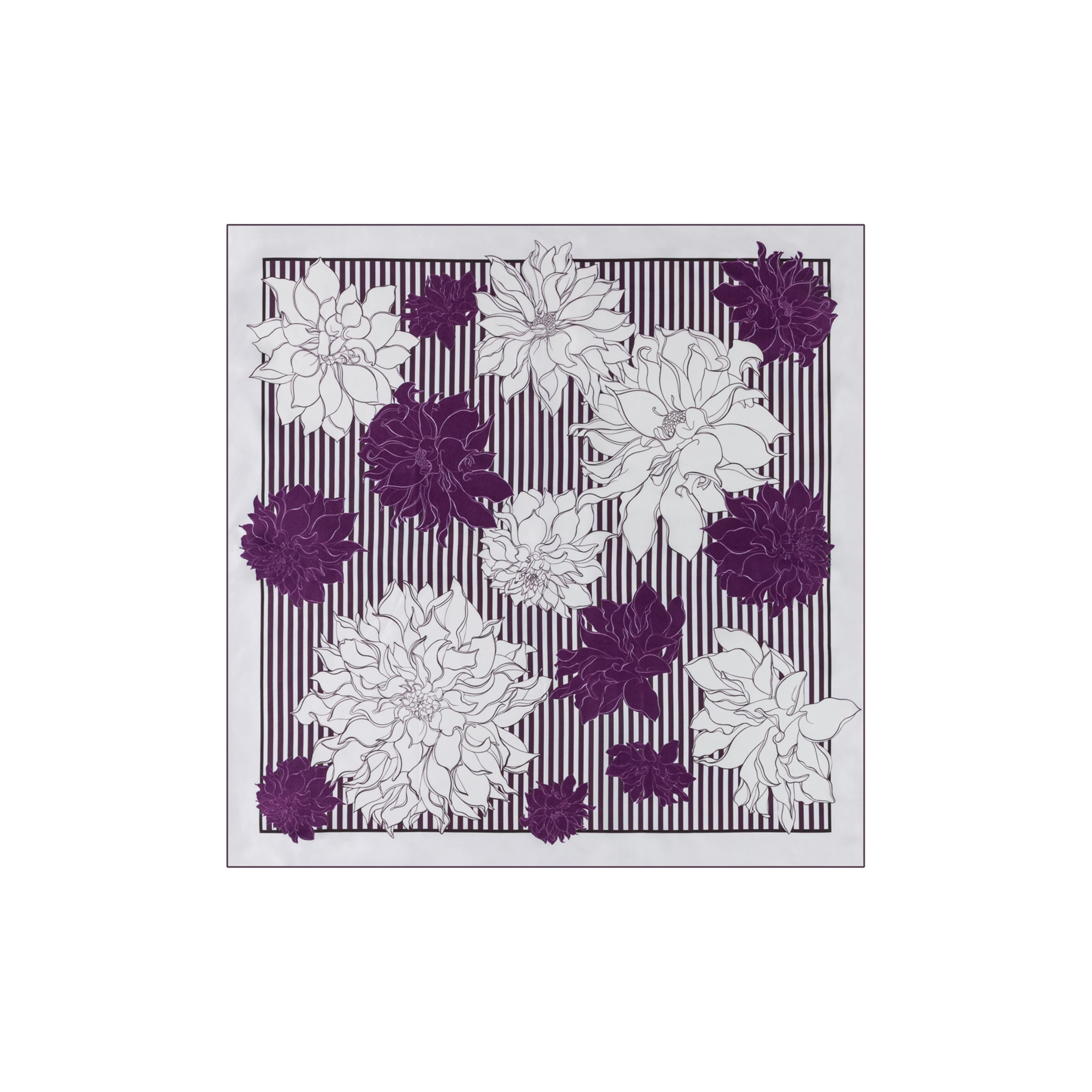 Foulard 'DAHLIAS & STRIPES' di Roeckl in blu: frontale