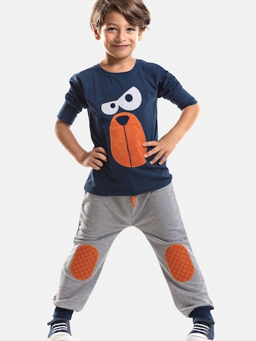 Denokids Tracksuit 'Funny Face' in Blue: front