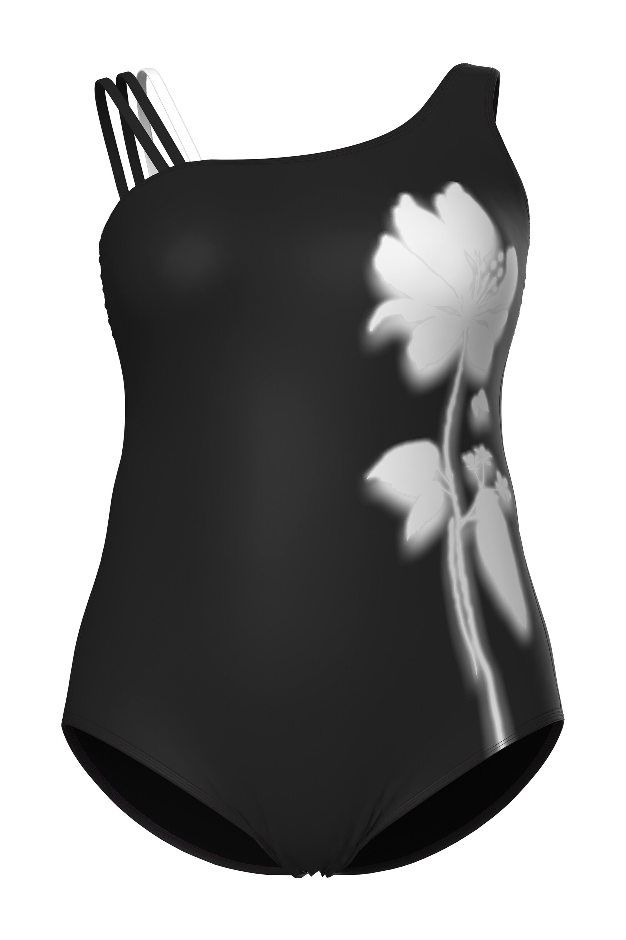 Ulla Popken Bralette Swimsuit in Black: front
