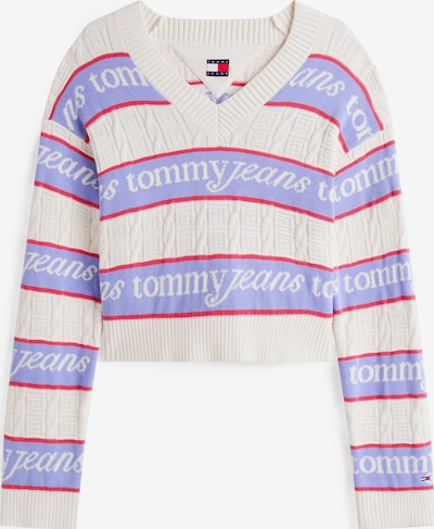 Megztinis iš Tommy Jeans, spalva – alyvinė spalva / raudona / balta, Prekių apžvalga