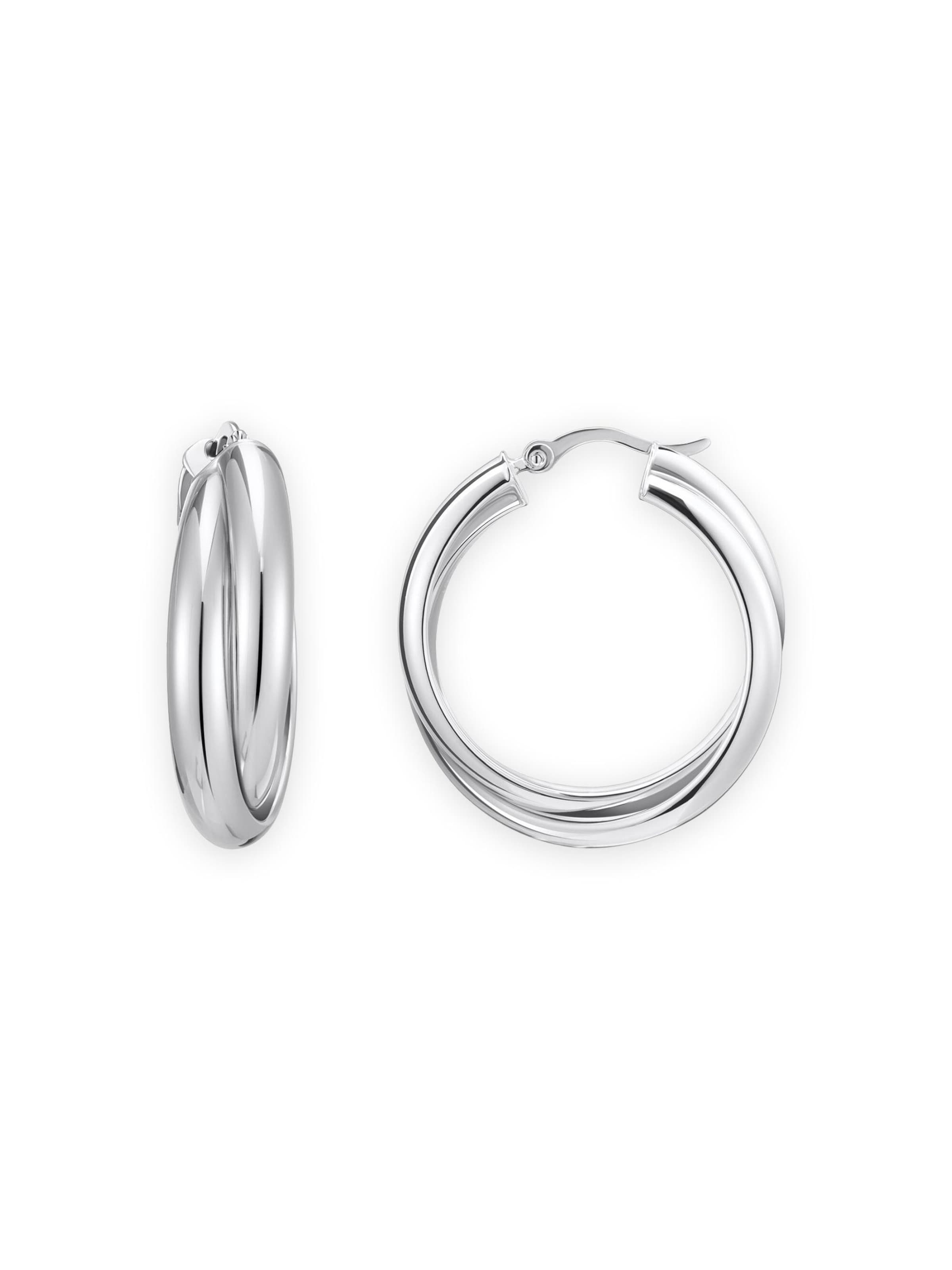 Thomas Sabo Earrings 'Große Silberne Creolen mit Verschlungenem Design' in Silver: front