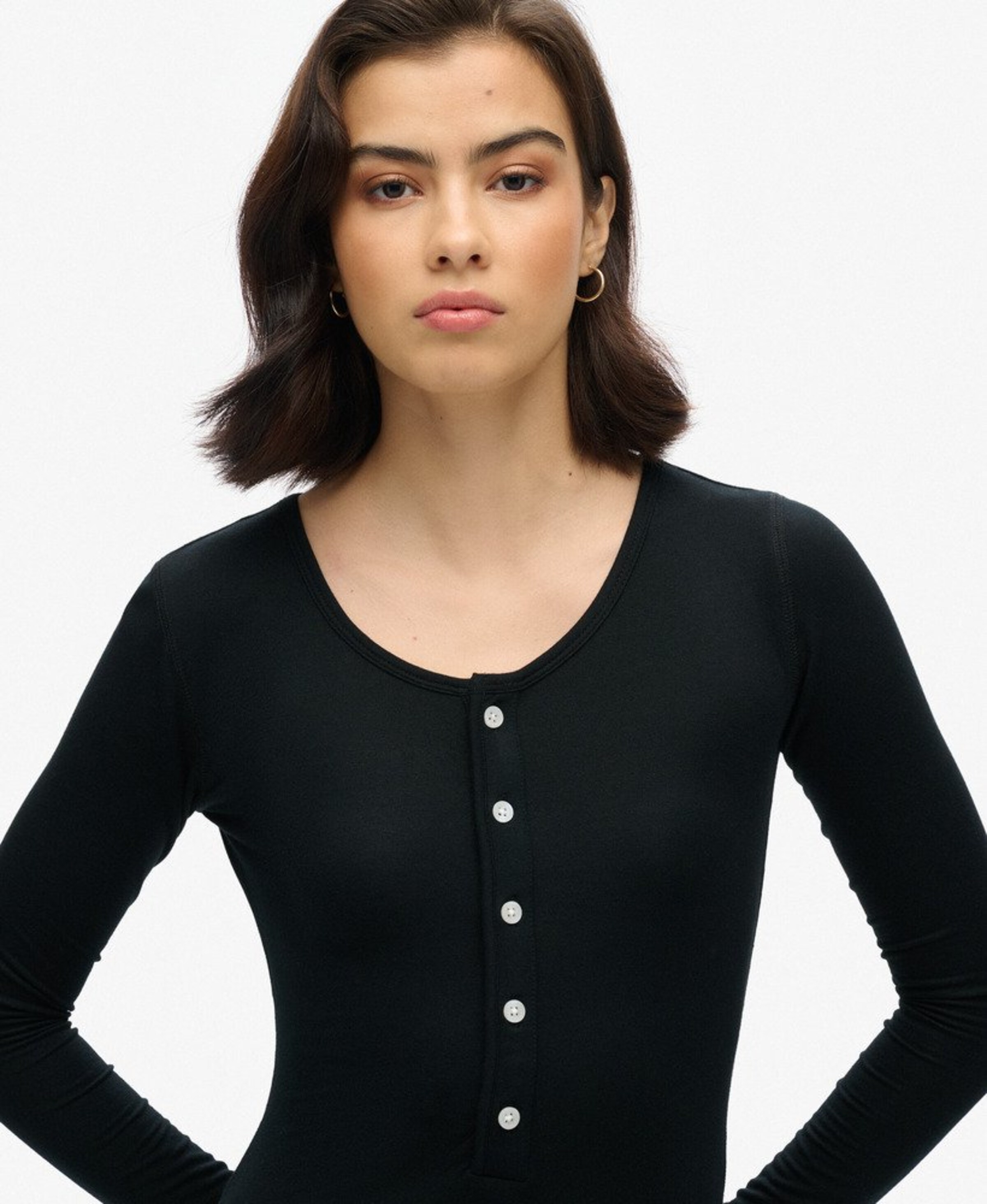 Superdry & Co Kleid 'Henley' in Schwarz: Vorderseite