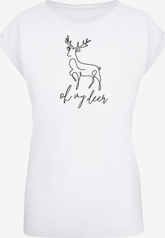 F4NT4STIC Shirt 'Winter Christmas Deer' in Wit: voorkant