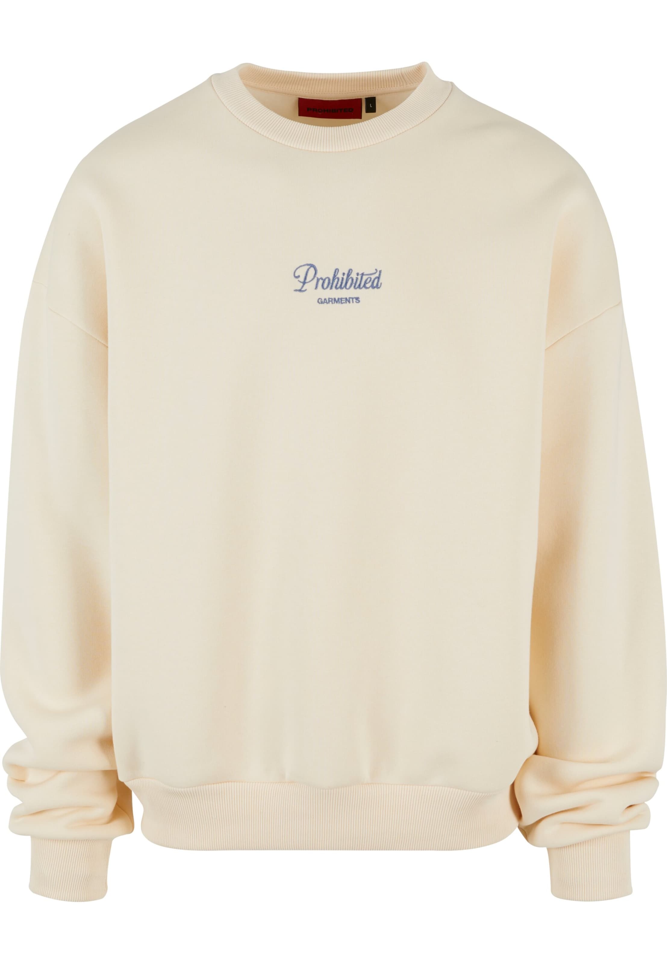 Sweat-shirt Prohibited en beige : devant